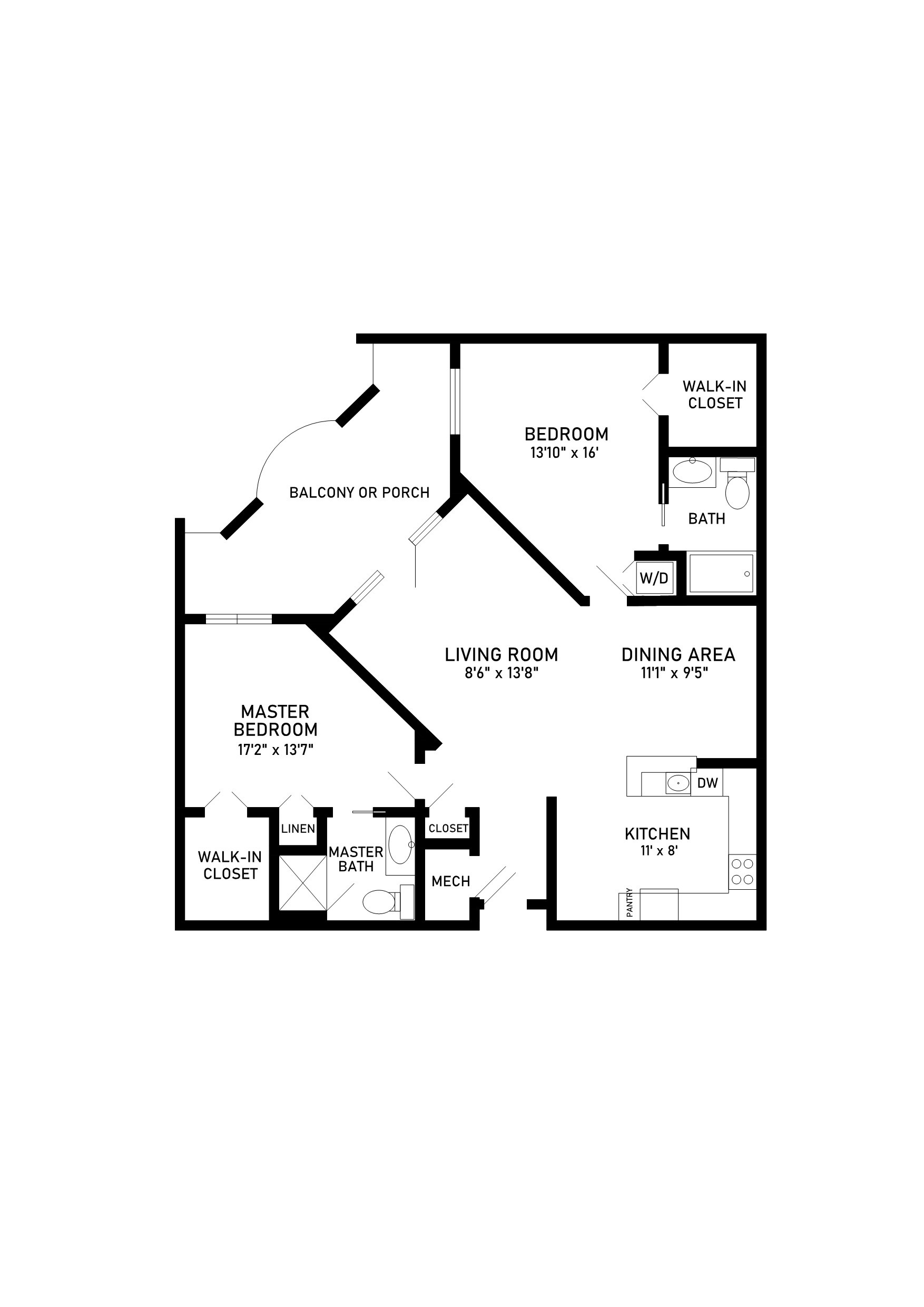 fulton floor plan 2 bedroom 2 bathroom 1350 square feet
