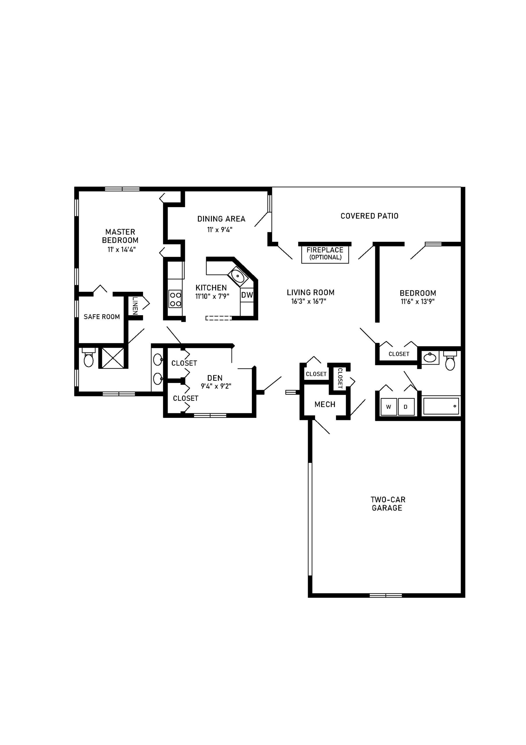 kinloch floor plan 2 bedroom 2 bathroom 1516 square feet